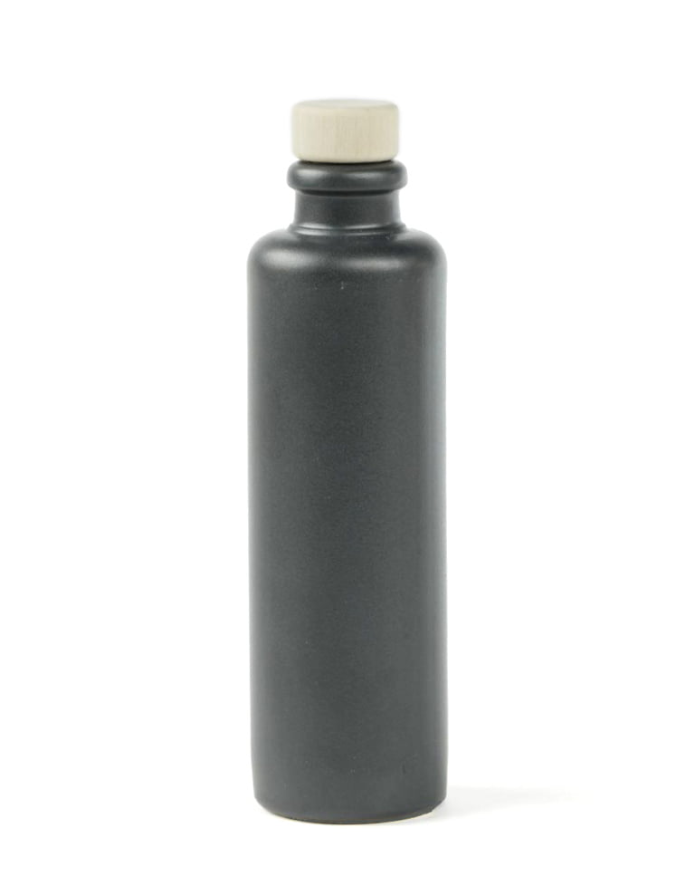 Steinzeugflasche "Standard" mit Holzgriffkorken Schwarz