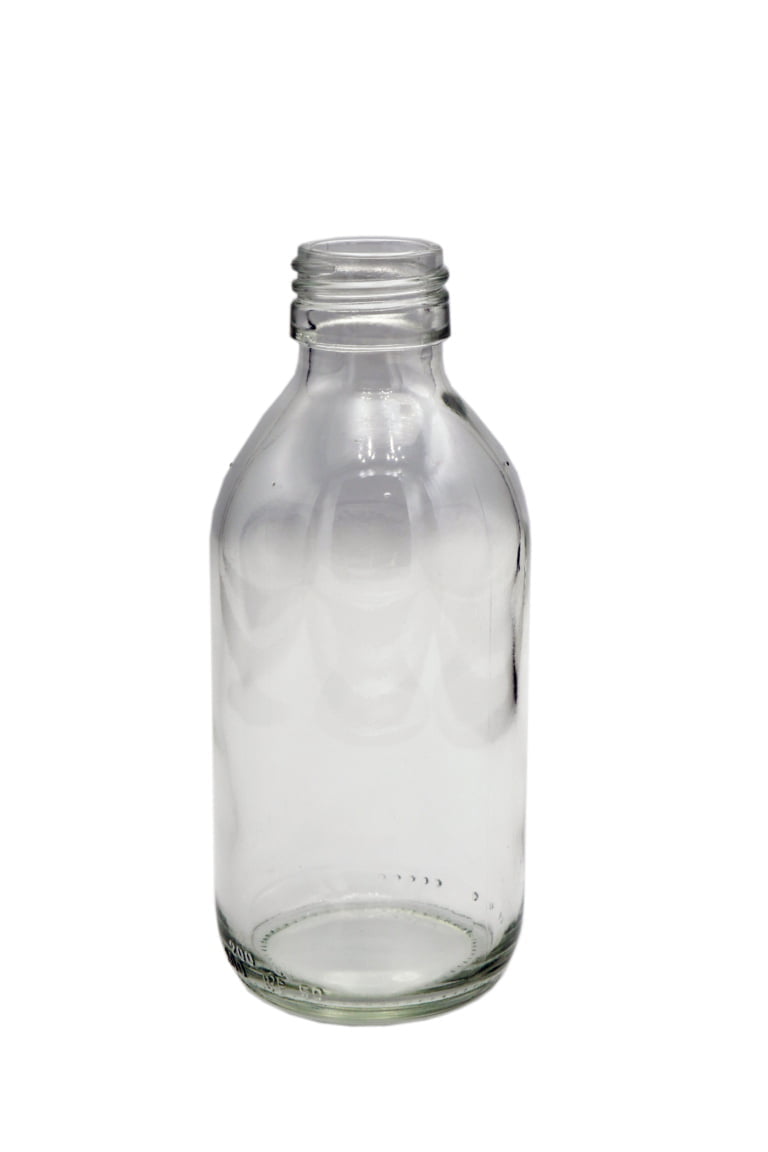 200ml Round Bottle Clear Glass PP28