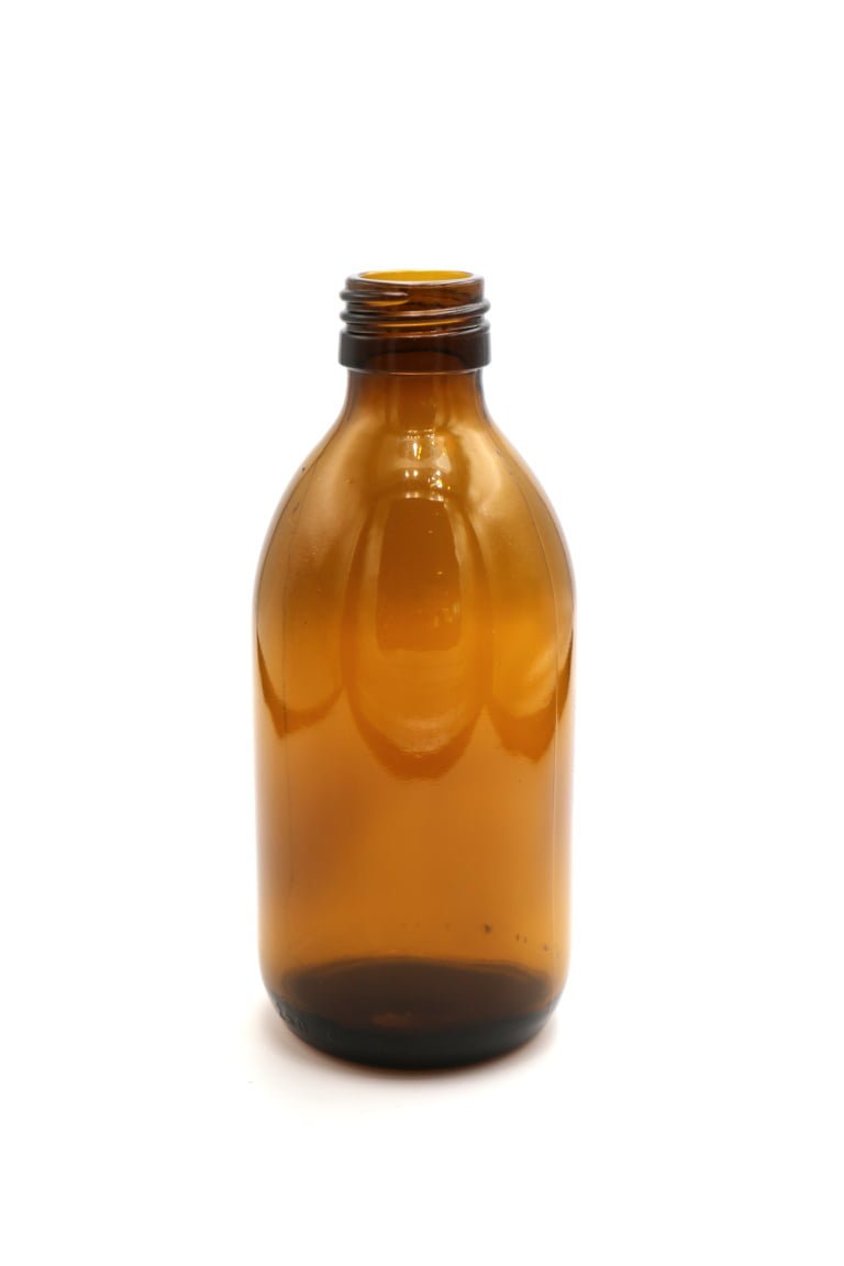 250ml amber glass syrup bottle PP28