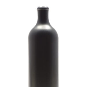 700ml Steinzeug Flasche "Wein" Schwarz mit Holzgriffkorken