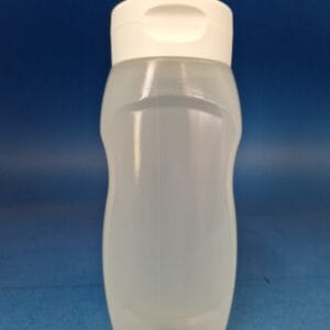 335ml Bouteille à sauce PP nature, 38/400, bouchon à charnière blanc inclus