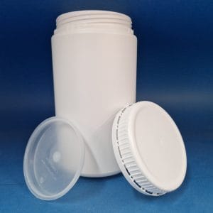 1000ml Runddose aus HD-PE weiss, mit Schraub- und Innendeckel